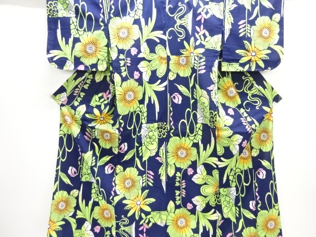 JAPANESE KIMONO / YUKATA / COTTON / FLOWER